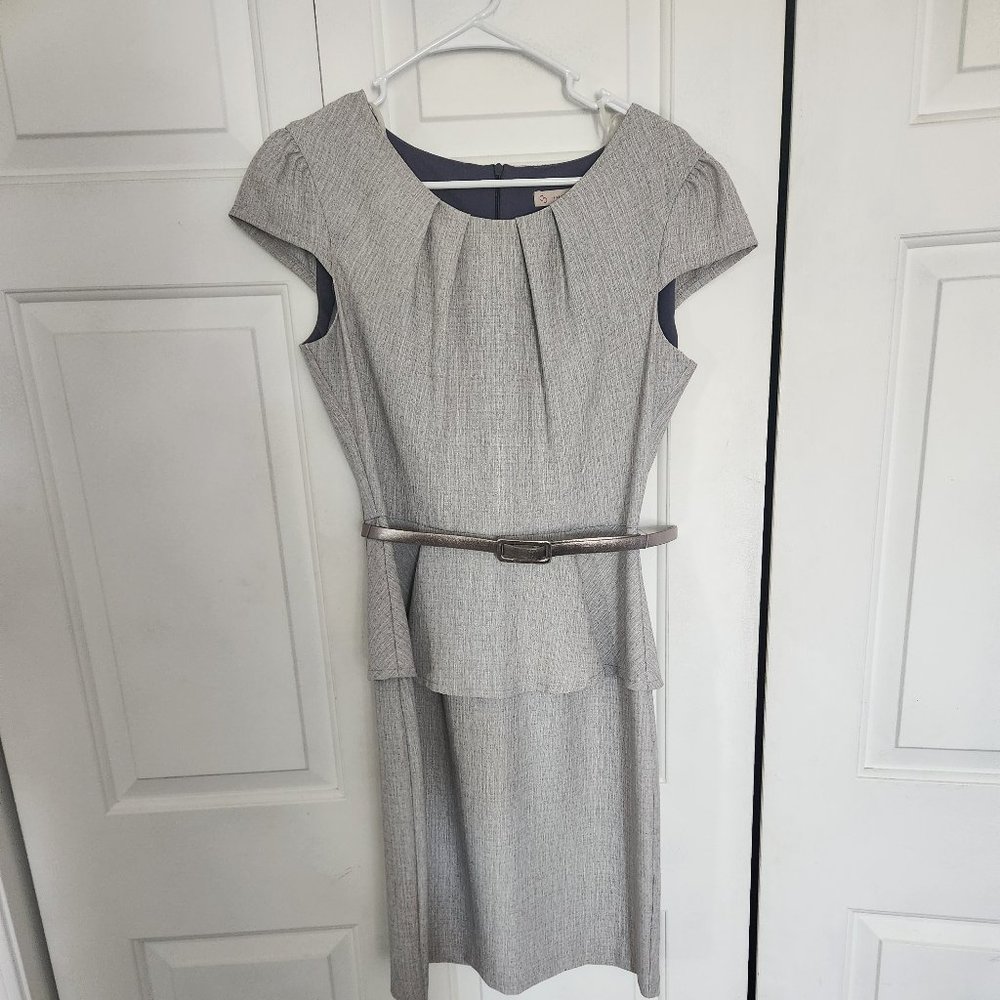 Dress Barn Established 1962 Gray belted dress.